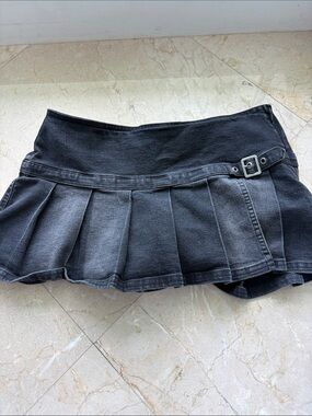 Urban Outfitters Black Pleated Mini Skirt with Buckle Detail